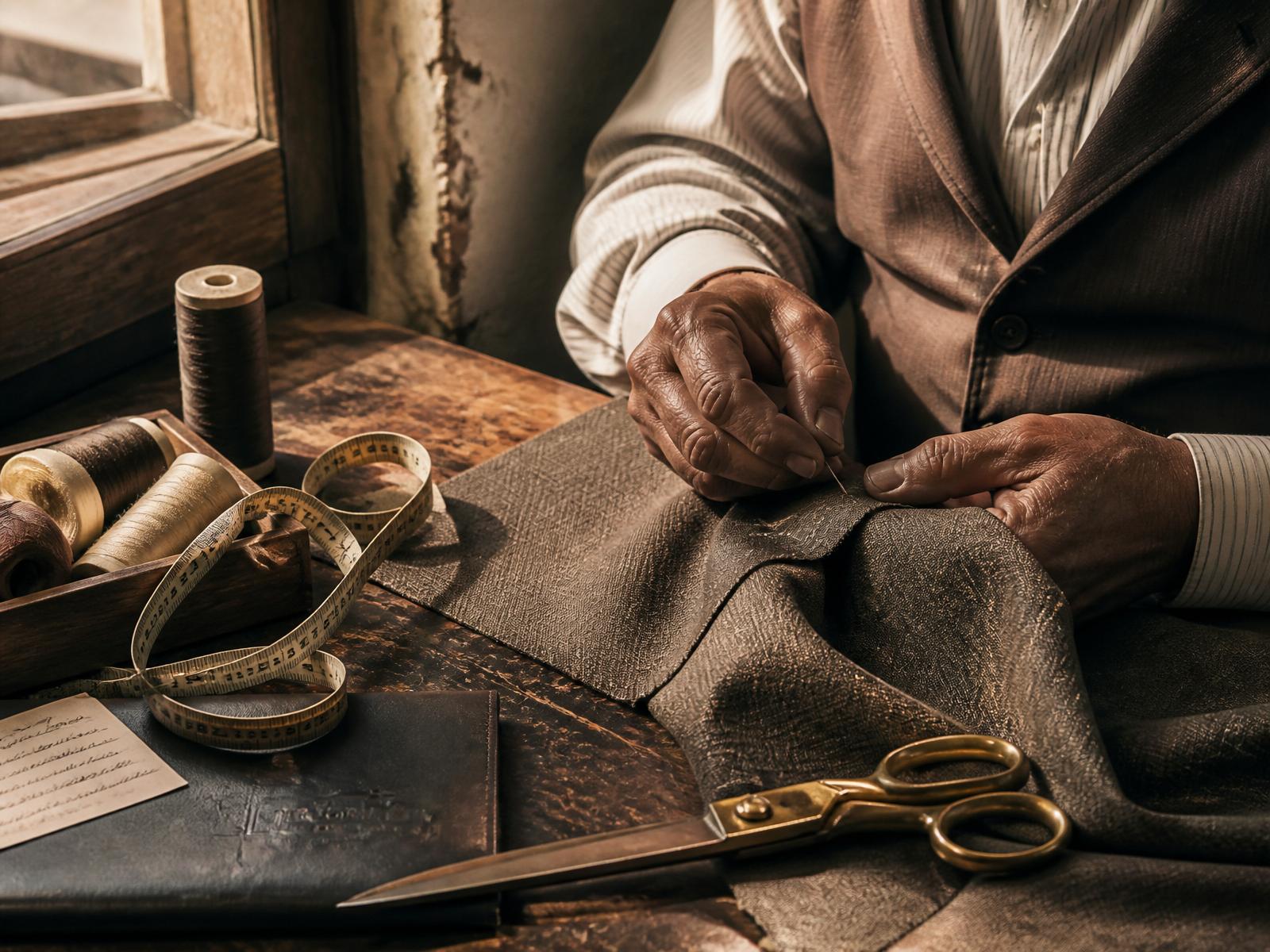 Manos de artesano cortando lana en el atelier de Guanajuato